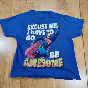 Superman Boy's Blue Superman Graphic Short Sleeve Tee Shirt Distressed Graphic